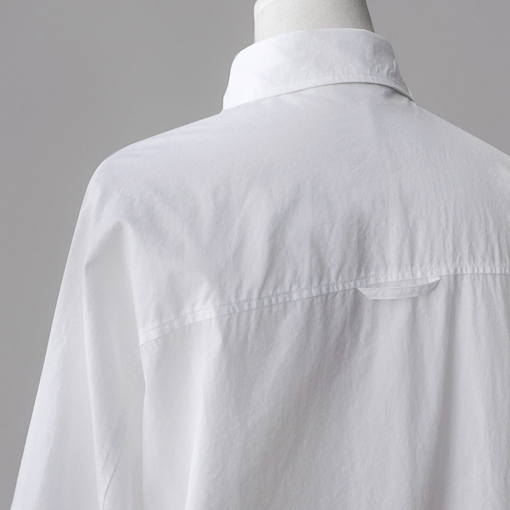 Casual Cotton White Midi Length Women Long Sleeves Shirts