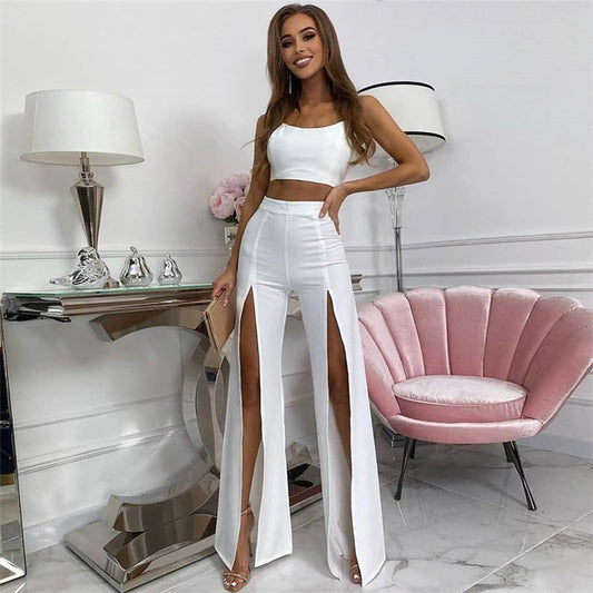 Sexy High Waist Slim Split Front Casual Pants