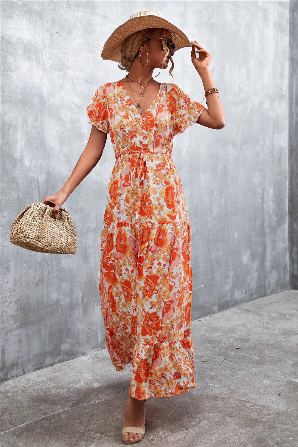 Casual V Neck Long Maxi Dresses