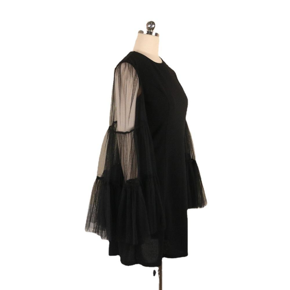 Black See Through Net Ruffled Mini Dresses-STYLEGOING
