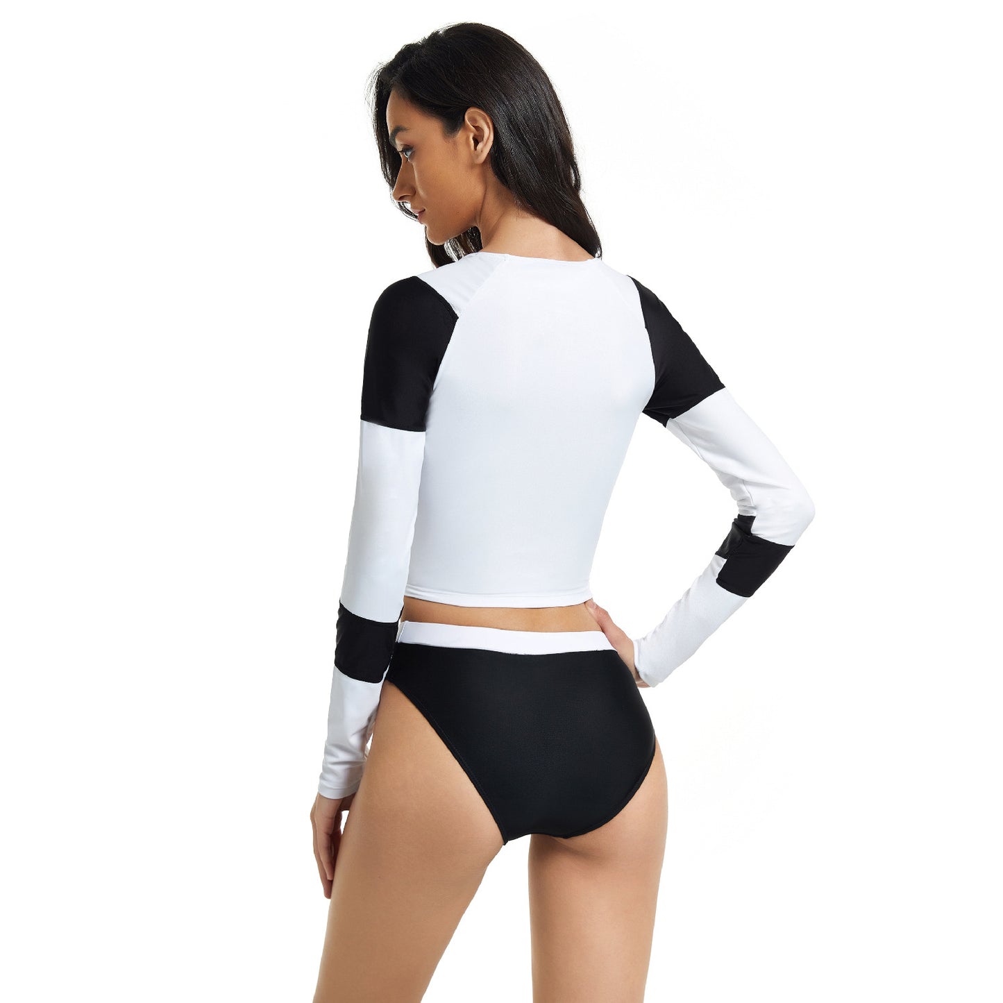 Black and Wihte Long Sleeves Surfing Wetsuits for Women