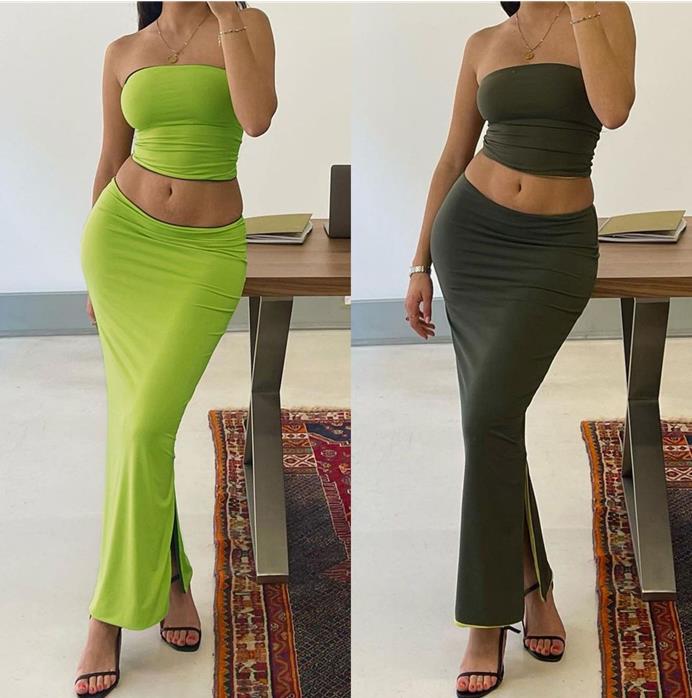 Sexy Strapless Tank Top and Sheath Skirts