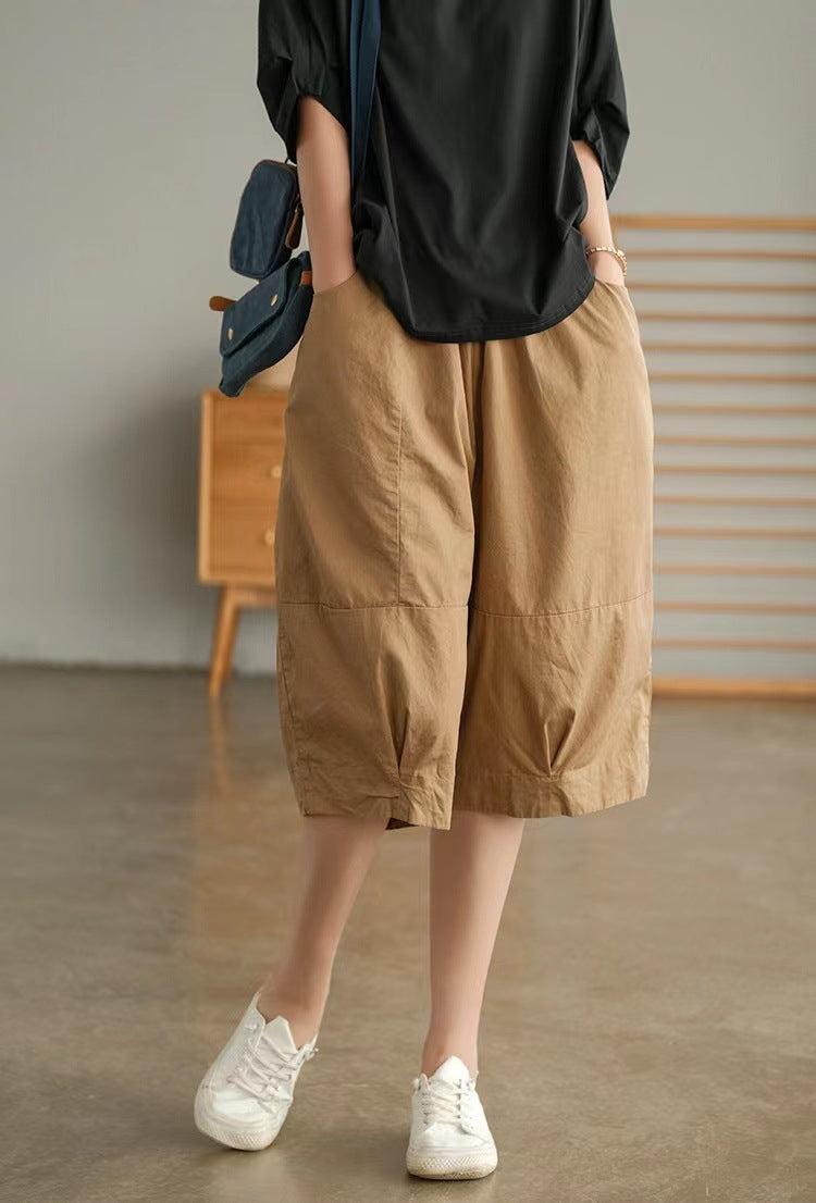 Summer Cotton Linen Summer Women Half Pants