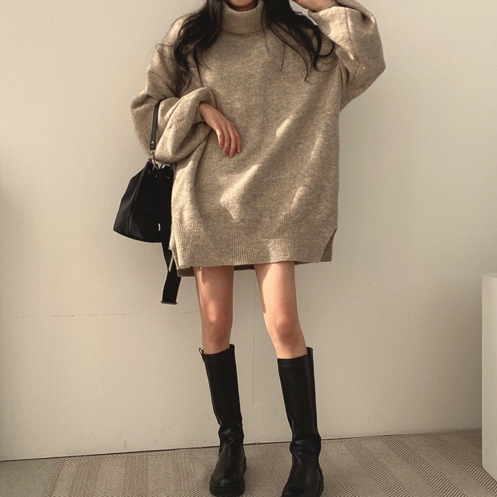 Turtleneck Knitting Long Pullover Sweaters for Women