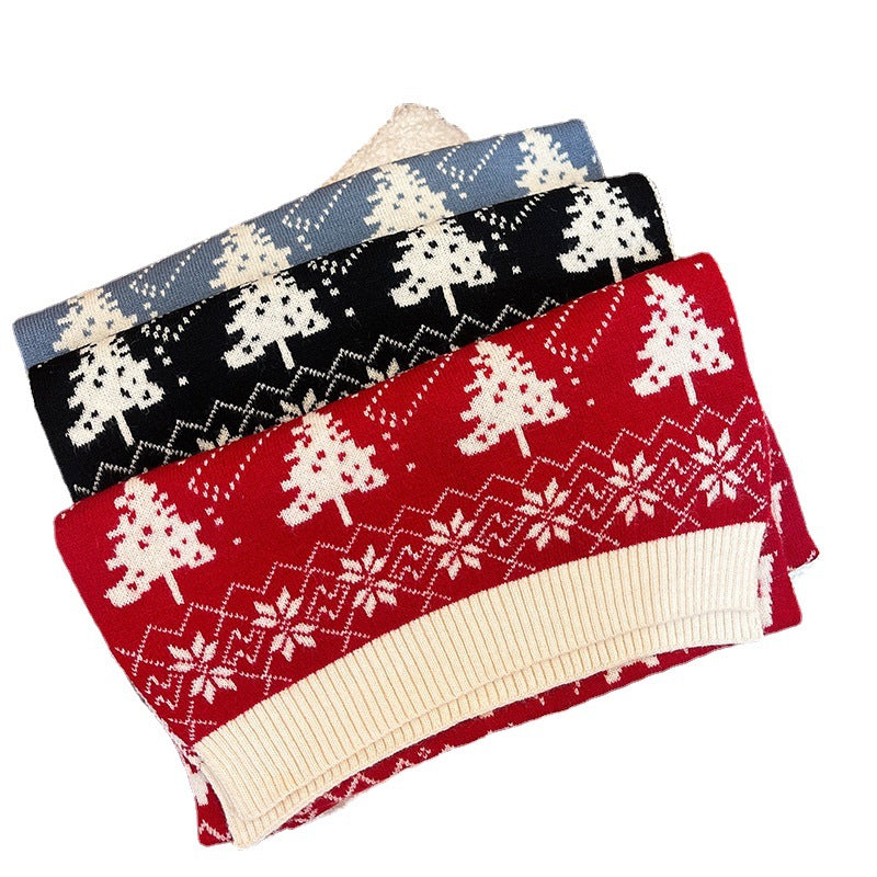Merry Christmas Knitted Warm Scarves for Girls