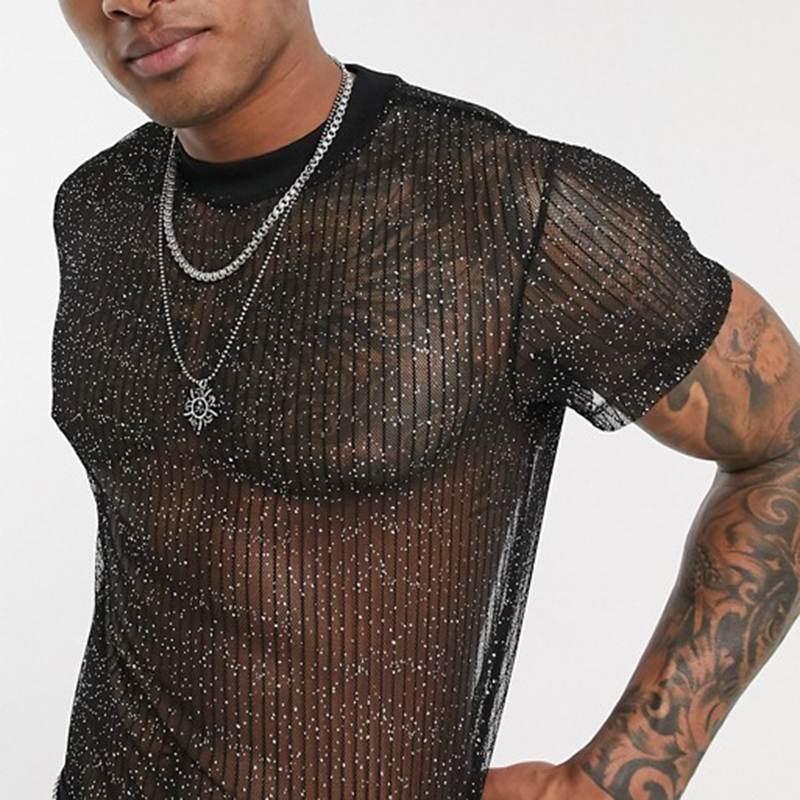 Sexy See Through Tulle Men's Night Party Shirts