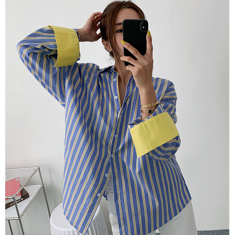 Casual Striped Women Long Sleeves Shirts