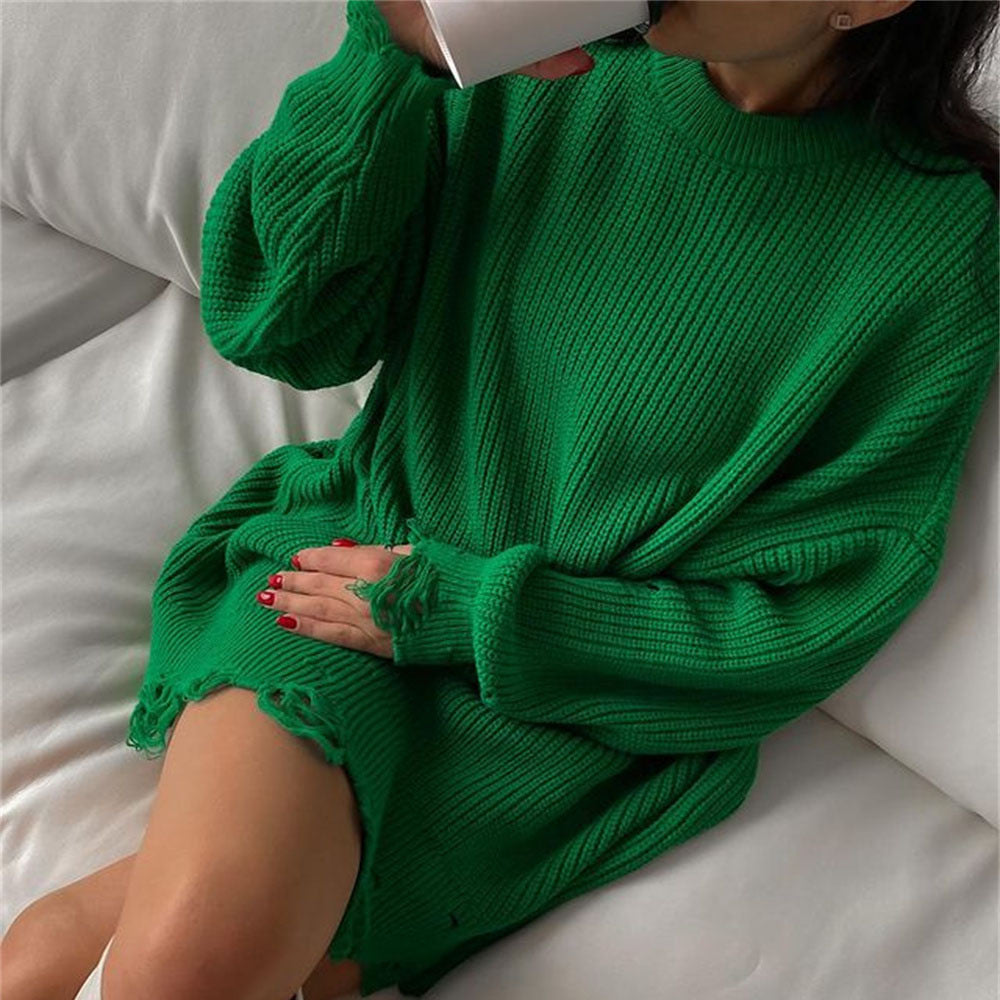 Women Plus Sizes Knitting Long Sweaters