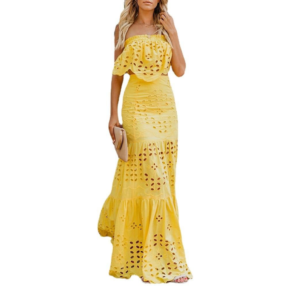 Yellow Off The Shoulder Sexy Strapless Dresses-STYLEGOING