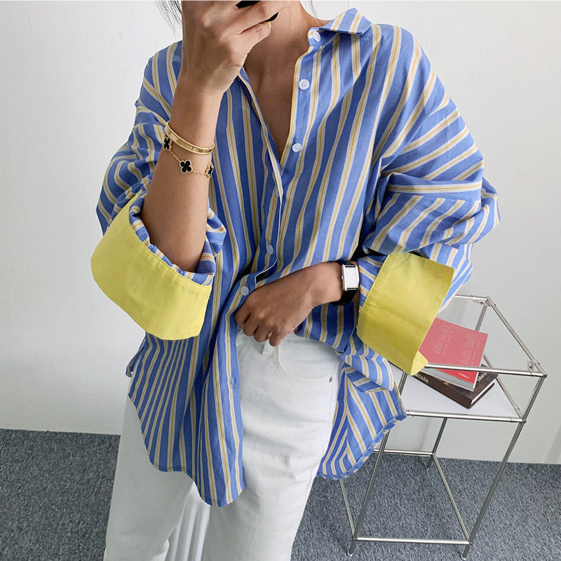 Casual Striped Women Long Sleeves Shirts