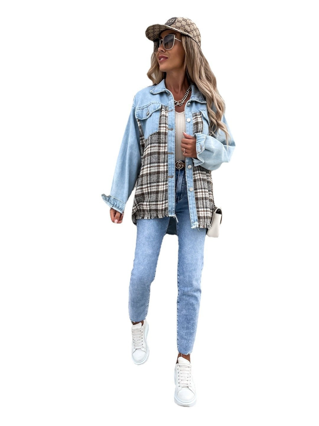 Casual Women Denim Contrast Top Shirts