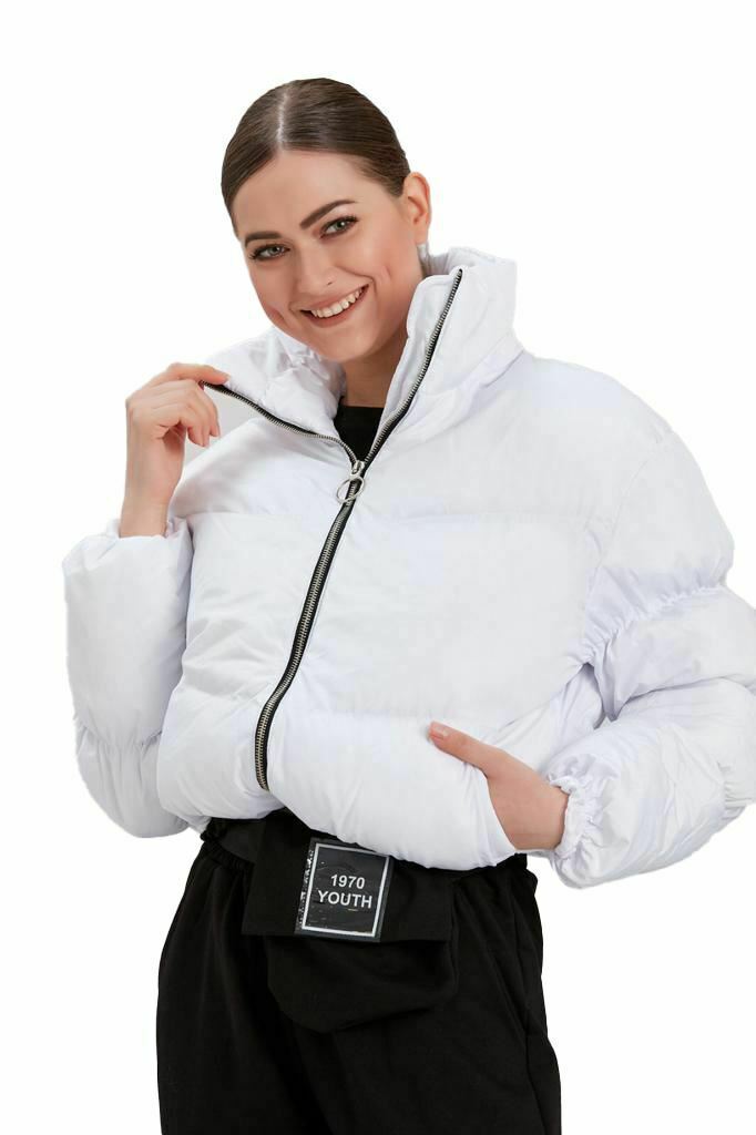Warm Winter High Neck Zipper Short Cotton-padded Overcoat