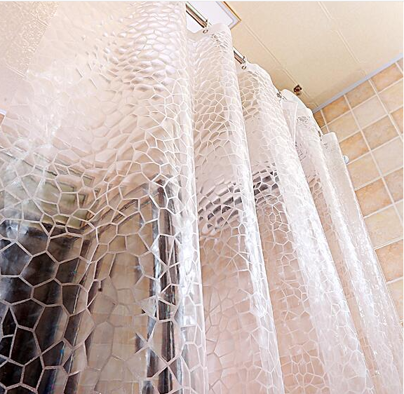 Water Cube Print Transparent Bathroom Shower Curtains