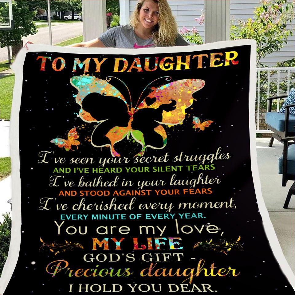 To My Daughter Butterfly Print Fleece Soft Blanket--Free Shipping at meselling99