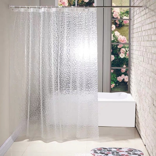 Water Cube Print Transparent Bathroom Shower Curtains