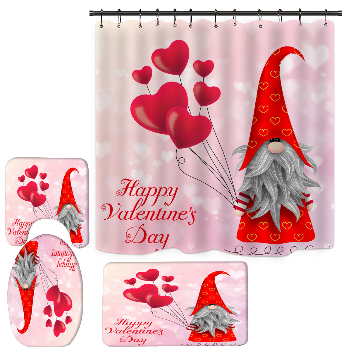 Happy Valentine's Day Fabric Shower Curtain Sets