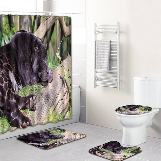 Panthera Print Bathroom Fabric Shower Curtain Sets-STYLEGOING