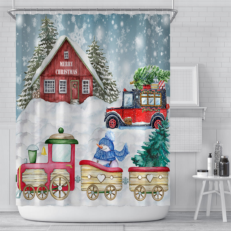 Christmas House Shower Curtain for Bathroom-STYLEGOING