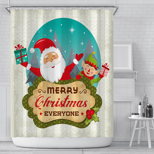 Happy Christmas Shower Curtain for Bathroom-STYLEGOING