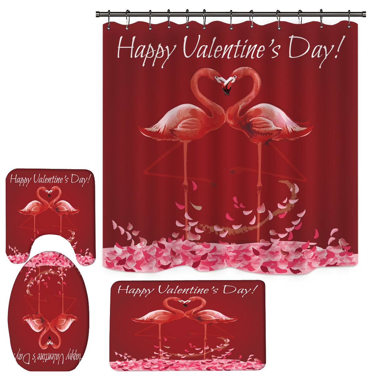 Happy Valentine's Day Fabric Shower Curtain Sets