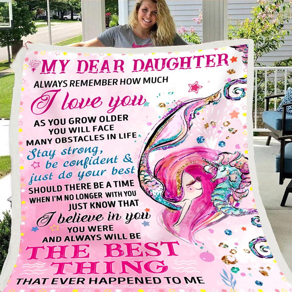 To My Daughter Unicorn Print Pink Fleece Soft Blanket--Free Shipping at meselling99
