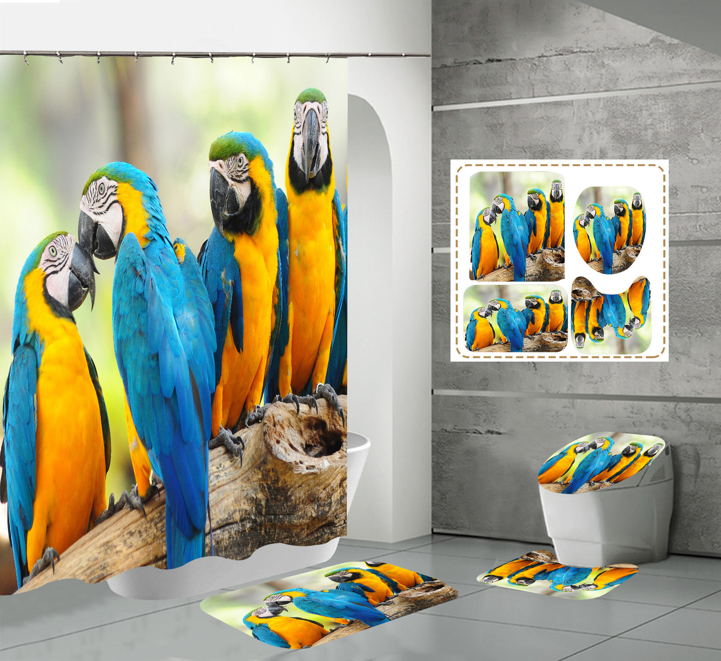 3D Flying Birds Print Fabric Shower Curtain Sets