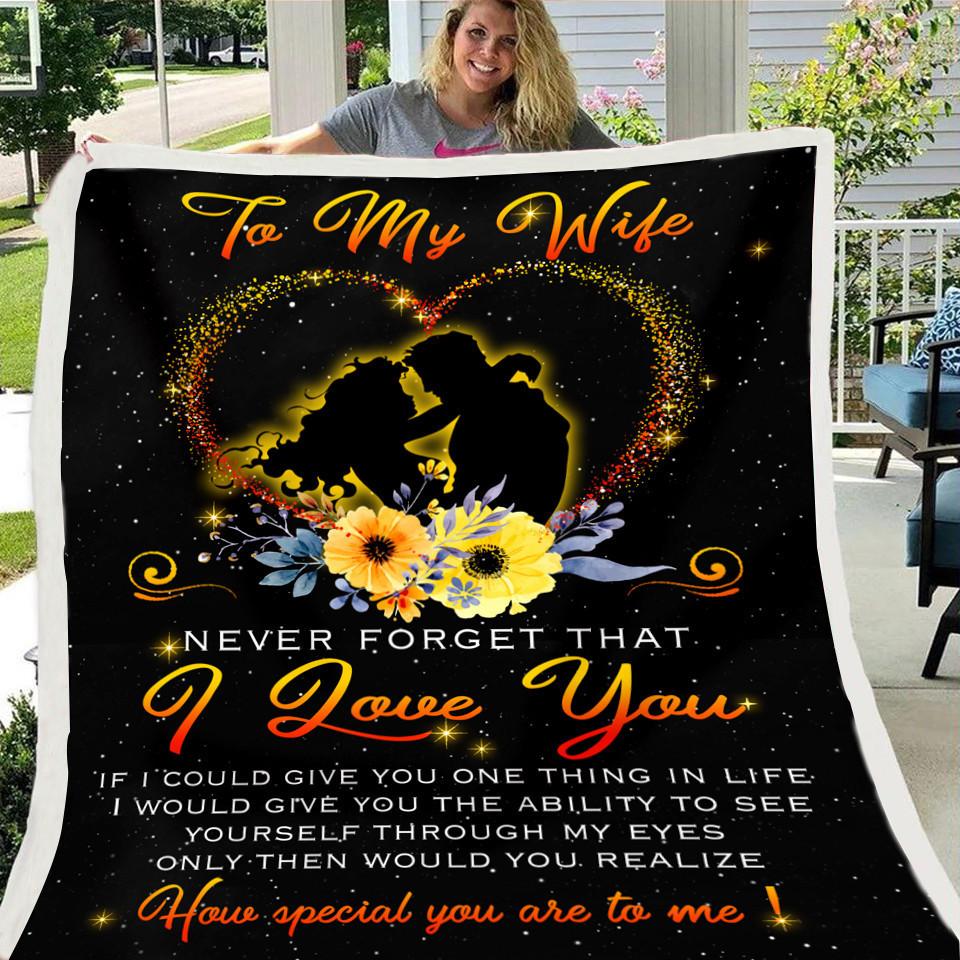 To my Wife Heart Design Black Fleece Soft Blanket--Free Shipping at meselling99