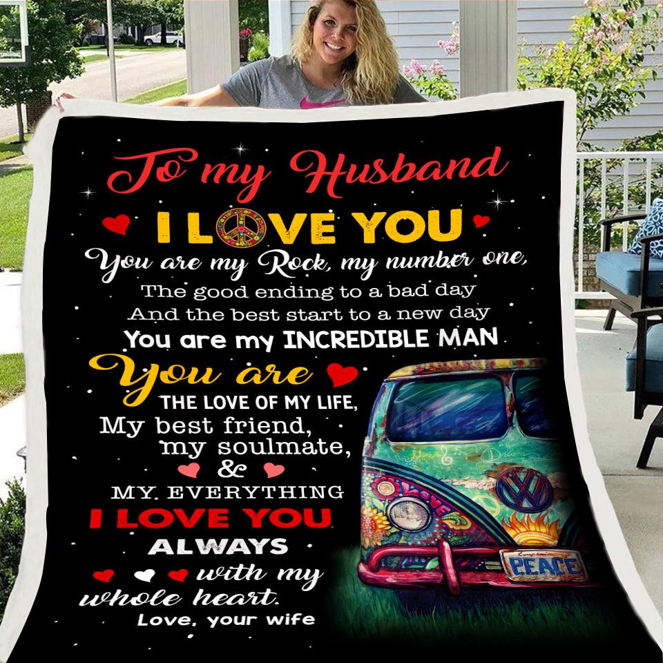 To my Husband Car Print Black Fleece Soft Blanket--Free Shipping at meselling99