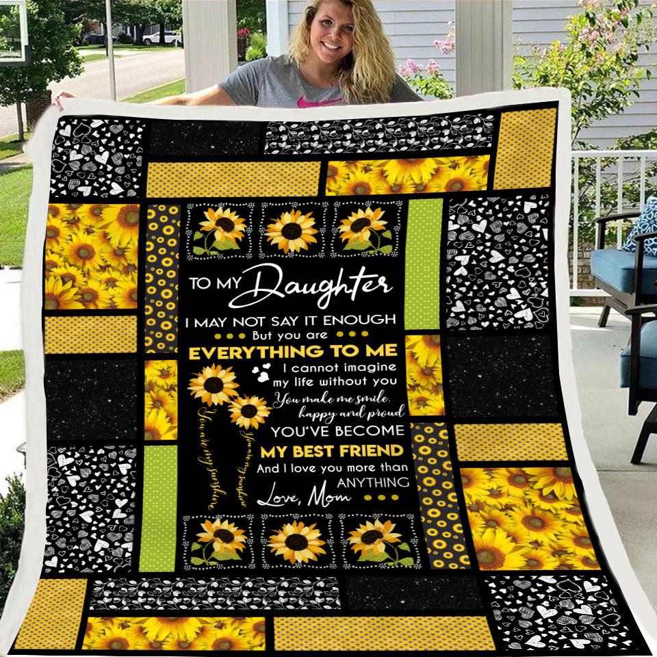 To my Daughter Sunflower Print Fleece Soft Blanket--Free Shipping at meselling99