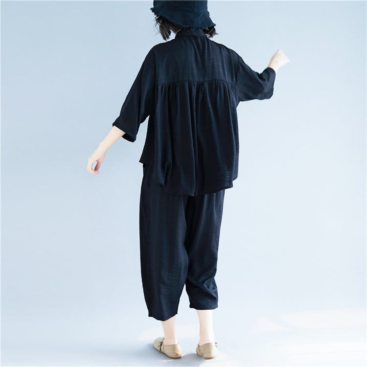 Casual Linen Plus Sizes Two Pieces Shirts and Pants