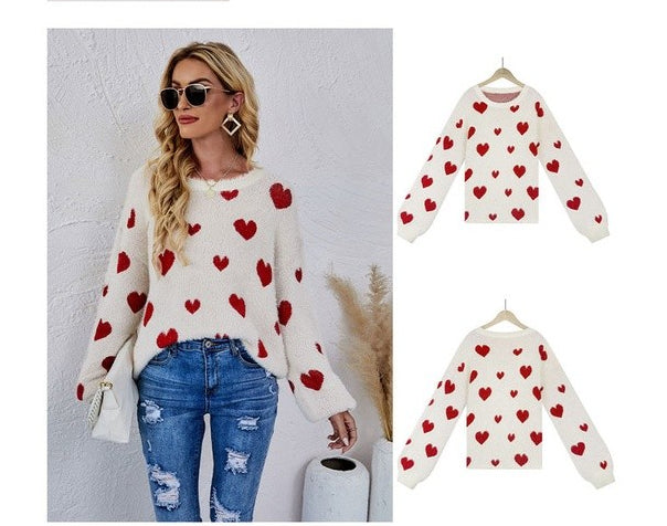 Casual Sweetheart Design Knitting Pullover Sweaters