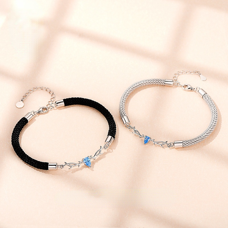 You Always Here Designed His and Hers Couple Silver Bracelets