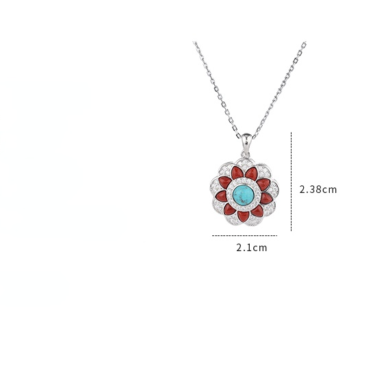Fashion Sterling Silver Turquoise Agate Necklace for Women