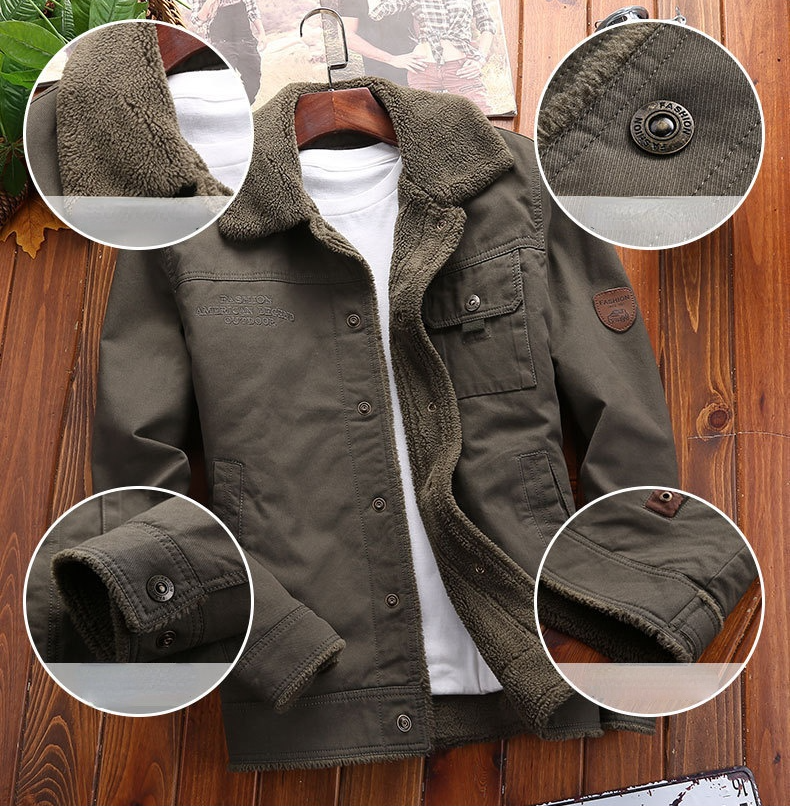 Winter Turnover Collar Warm Thicken Men's Outerwear