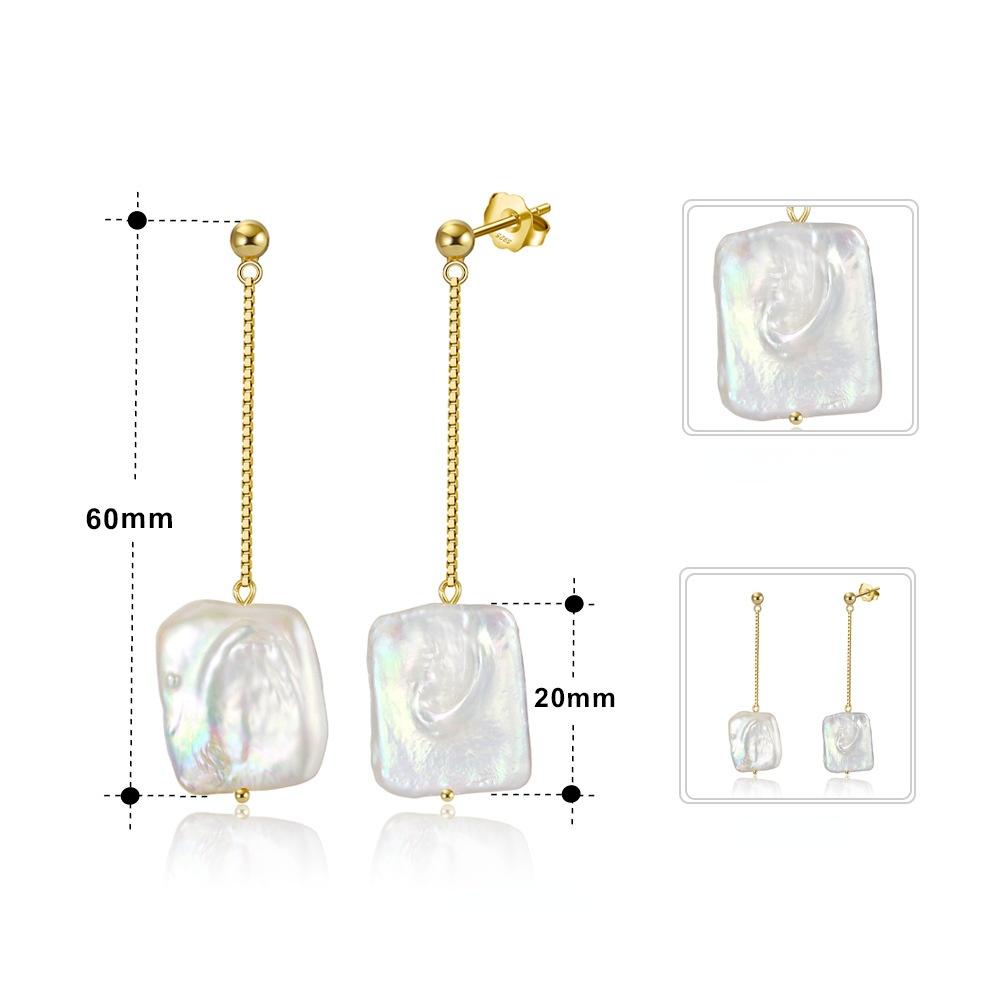 Baroque Pearl Gold Plated Silver Drop Earrings