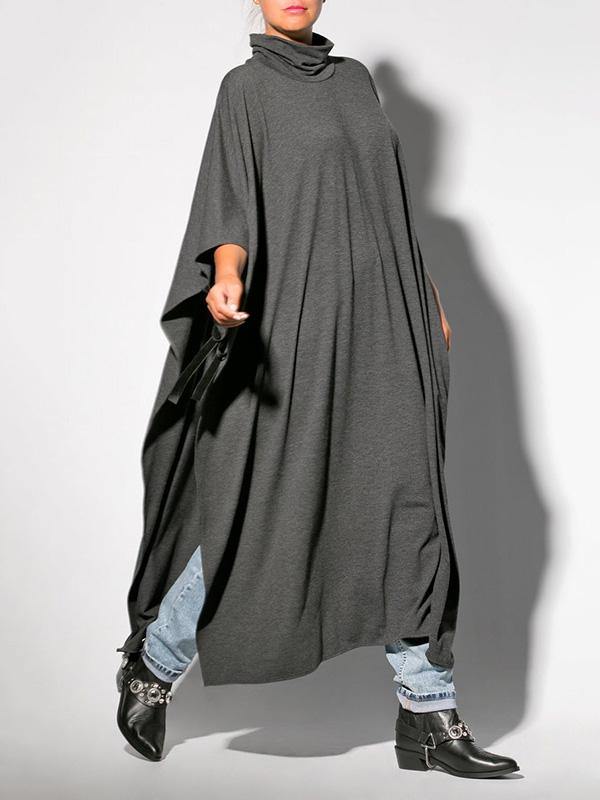 Black&Gray Lace-Up Split-Side Cape Outwear-STYLEGOING