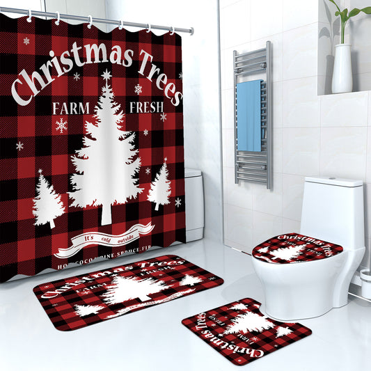 Christmas Tree Fabric Shower Curtain Sets