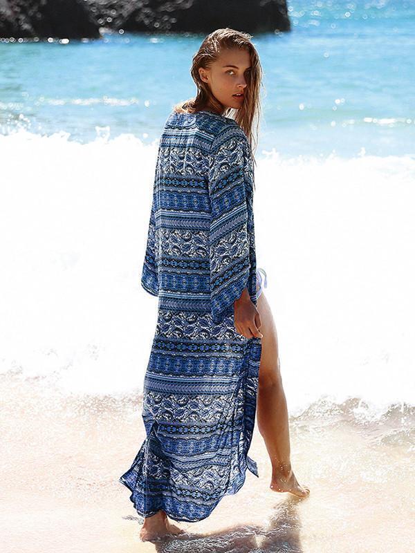 Bohemian Floral-Printed Beach Cover-Ups-STYLEGOING