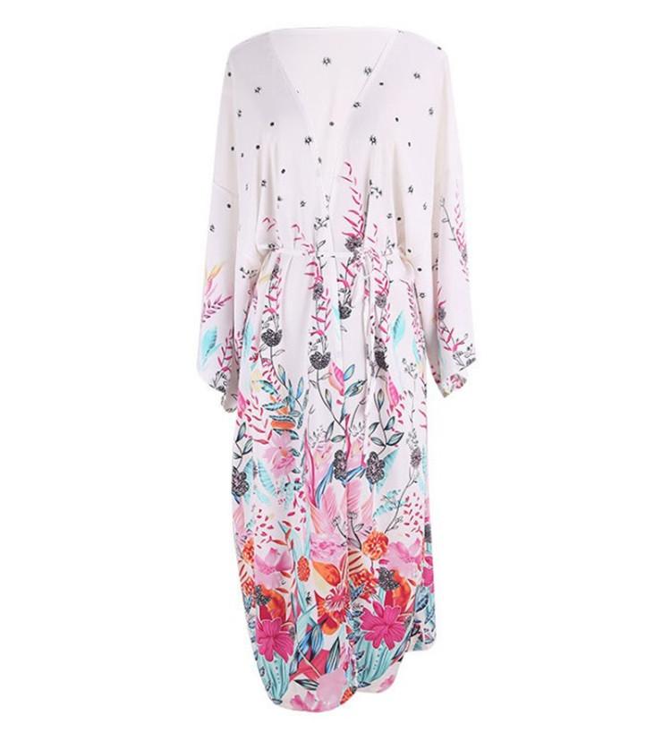 Colorful Floral Printed Beach Cover-Ups-STYLEGOING
