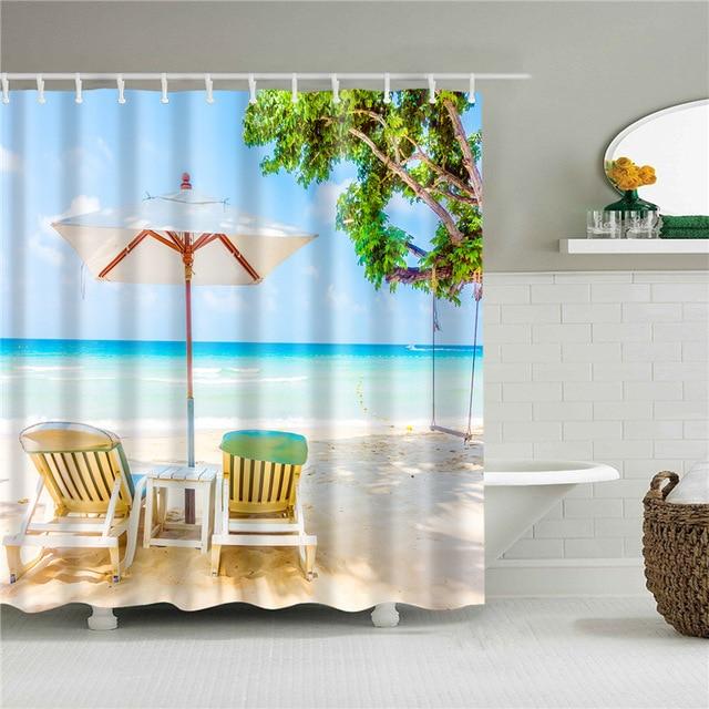 Beach Chairs Fabric Shower Curtain-STYLEGOING