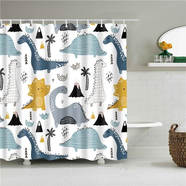 Cute Dinosaur Print Fabric Shower Curtain-STYLEGOING