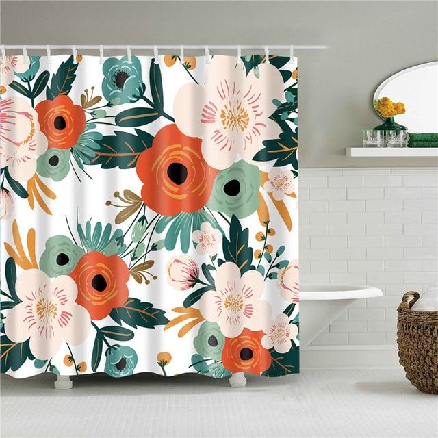 Colorful Flowers Fabric Shower Curtains-STYLEGOING