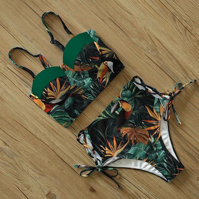 High Waist Floral Two Pieces Swimsuit-STYLEGOING