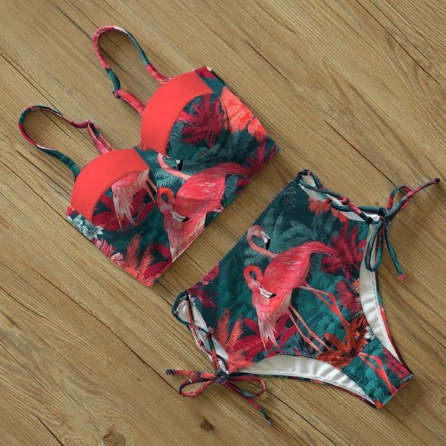 High Waist Floral Two Pieces Swimsuit-STYLEGOING