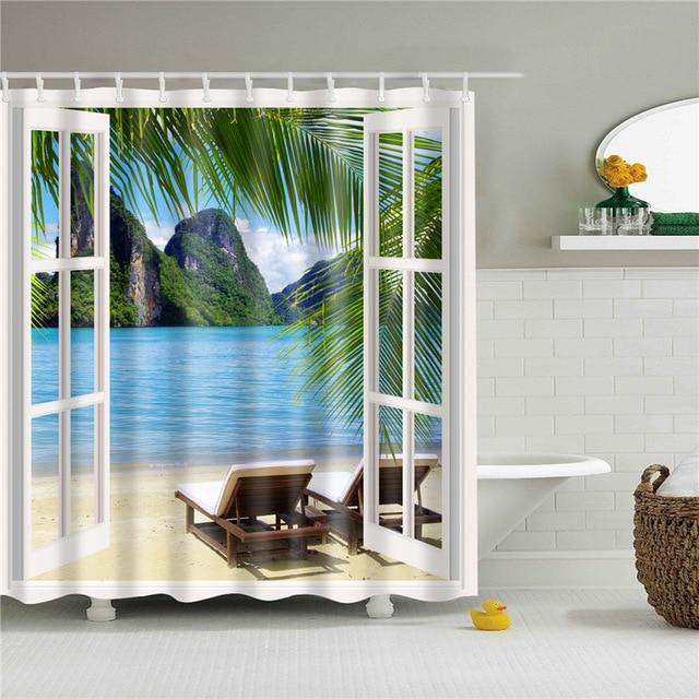 Beachside Window Fabric Shower Curtain-STYLEGOING