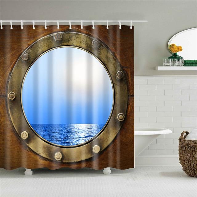 Ocean Ship Porthole Fabric Shower Curtain-STYLEGOING