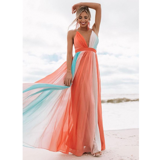 Sexy Rainbow Colors Tulle Long Dresses