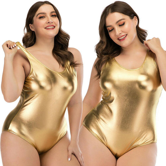 Womens Plus Size Gold Monokini-STYLEGOING