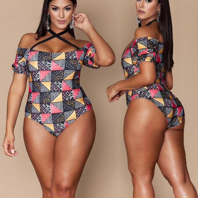 Plus Size Bikini Padded Floral Monokini-STYLEGOING