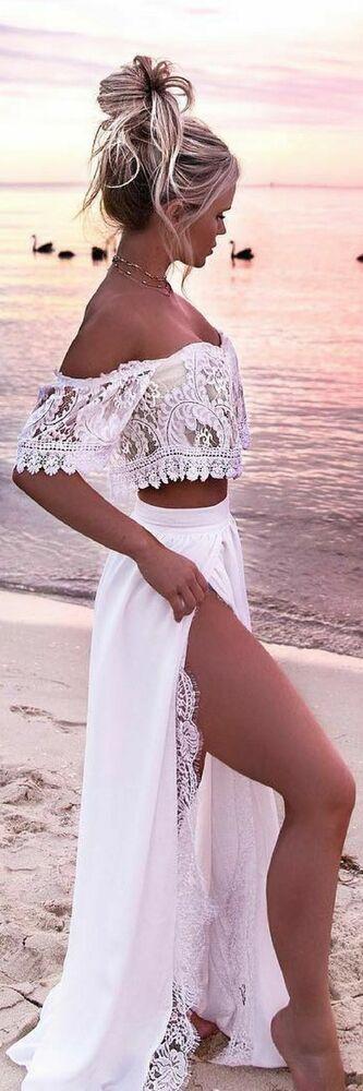White Off Shoulder Beach Dress-STYLEGOING